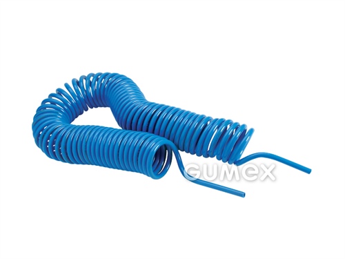 PU rúrka špirálová bez koncoviek, 4x1mm, obvodová dĺžka 10m, pracovná dĺžka 6,5m, 10bar, -20°C/+60°C, modrá
